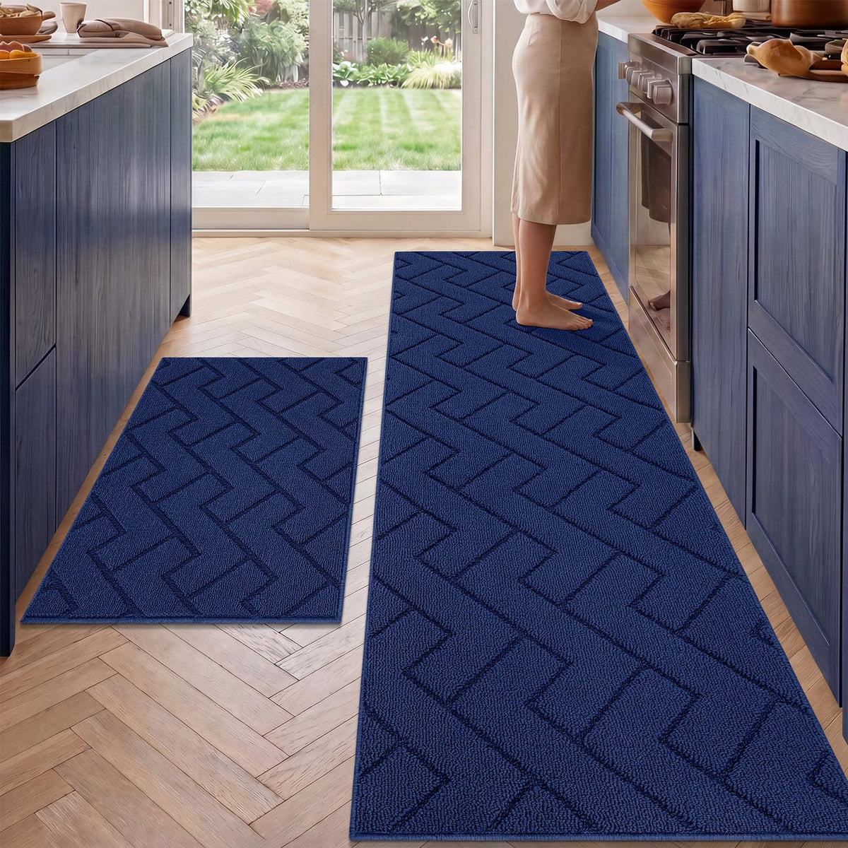 hicorfe Kitchen Runner Rug,20"x48"+20"x32" Kitchen Set,Non-Slip Kitchen Mat