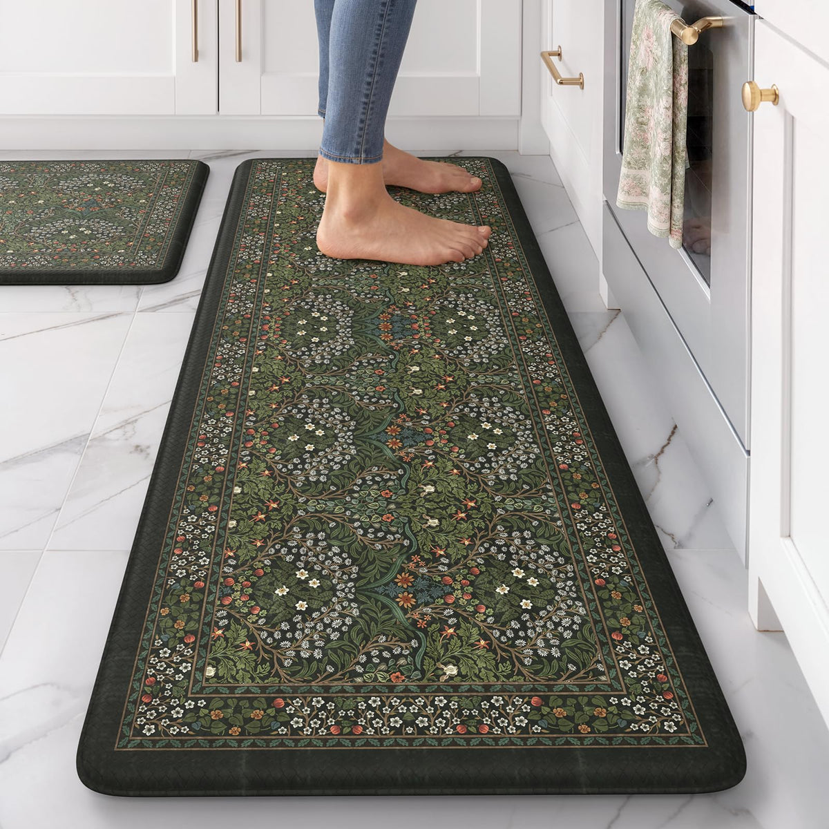 Collive Kitchen Mats for Floor, Kitchen Rugs Sets of 2 Non Slip Washable