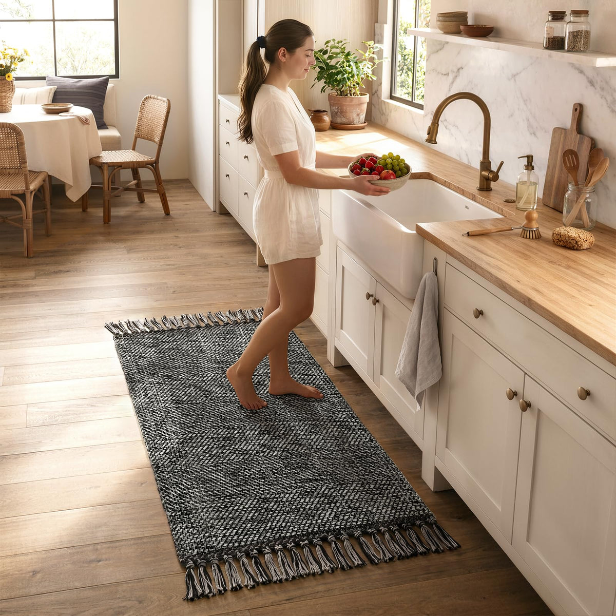 Collive Bathroom Runner Rug, 2' x 5' Modern Farmhouse Kitchen Rugs