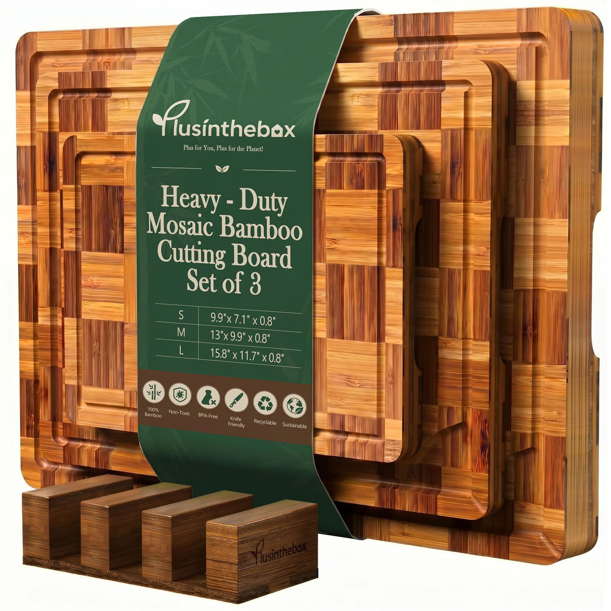 Checkered Cutting Board,18" x 12" X-Large Bamboo Cutting Board for Kitchen