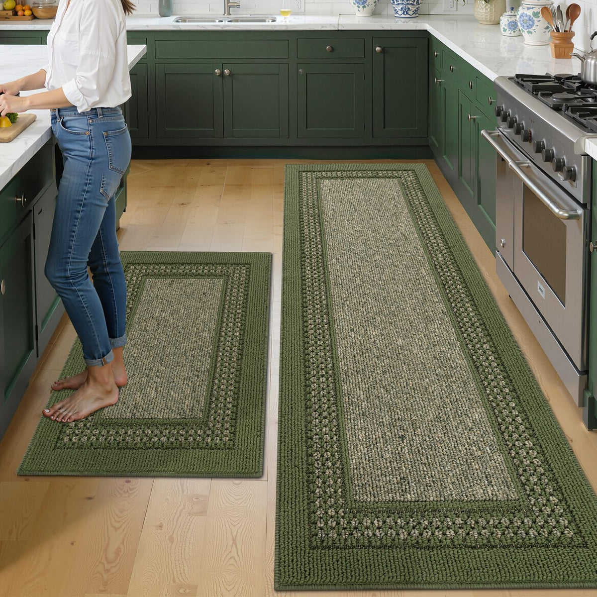 hicorfe Kitchen Runner Rugs,Set of 2 Non Slip Kitchen Mats for Floor