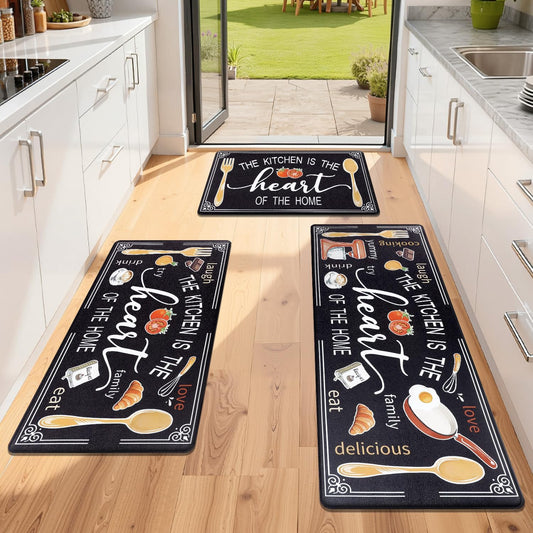 Yamaziot Anti Fatigue Kitchen Rug Set of 3, Non-Slip Cushioned Floor Mats
