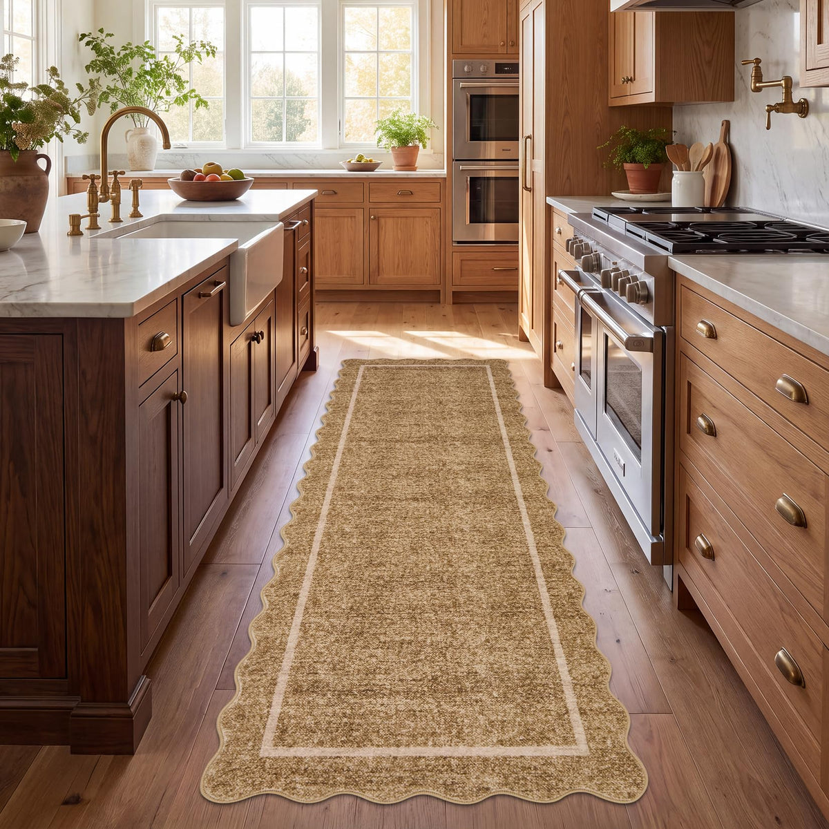 GarveeHome Scalloped Washable Runner Rug 2x6 Non Slip Kitchen Rugs