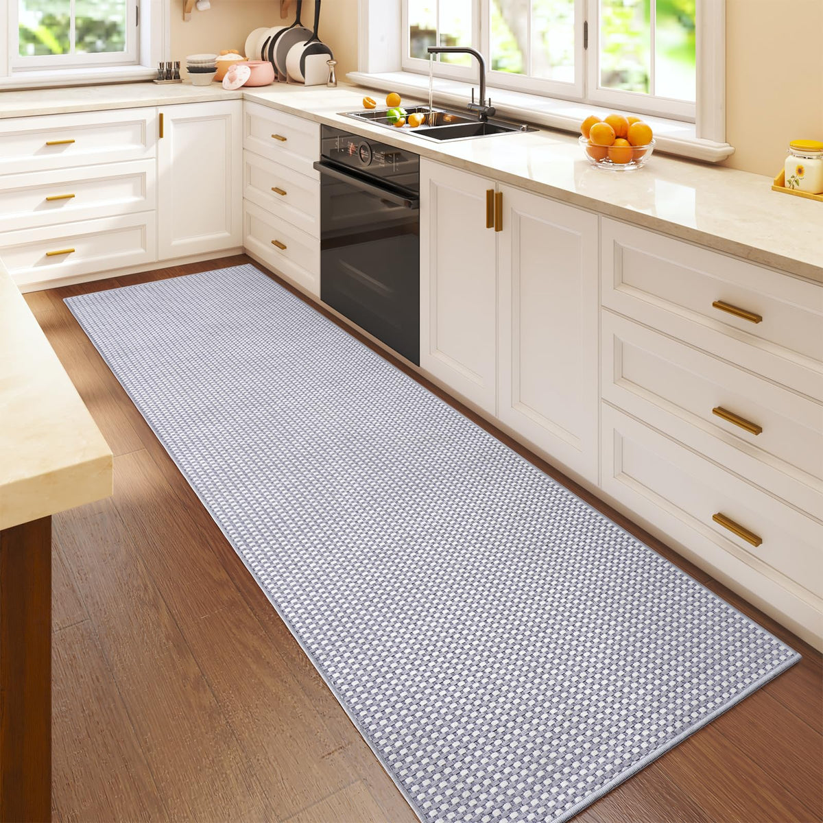 YDKGL 2x6 ft Low Pile Kitchen Runner Mat, Non Slip Washable, Brown