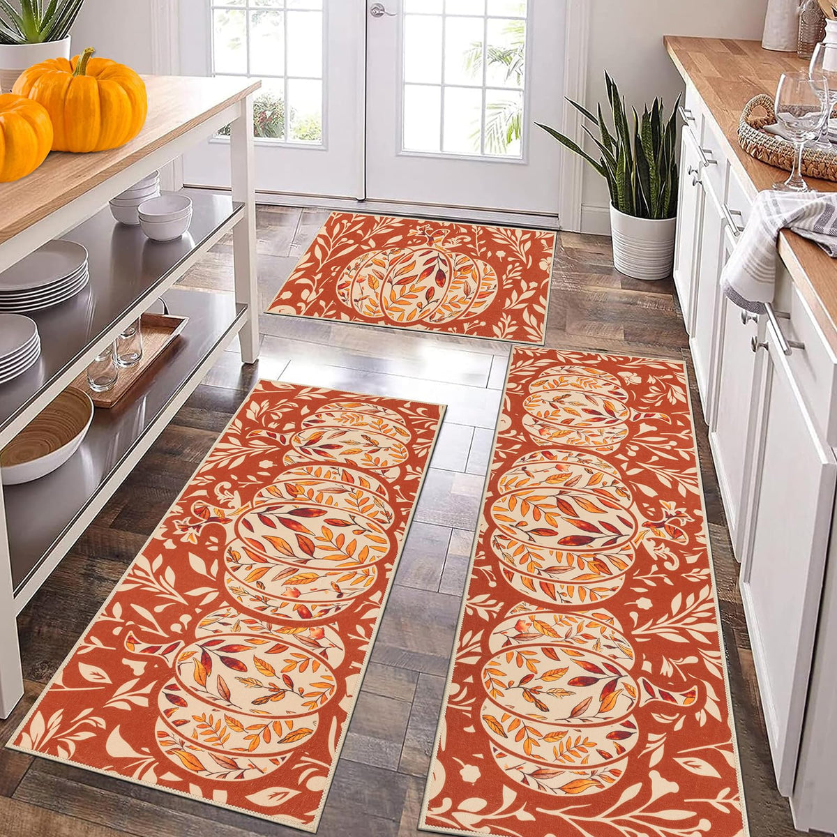 Ileading Kitchen Rugs Set 3 Piece, Non Slip Washable Kitchen Mats for Floor