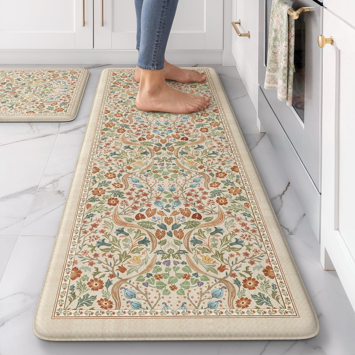 Collive Kitchen Mats for Floor, Kitchen Rugs Sets of 2 Non Slip Washable