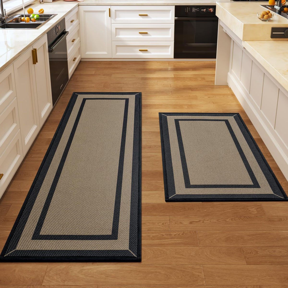Kitchen Rugs, Non Slip Rubber Backing Kitchen Mat, 17"x30", Brown
