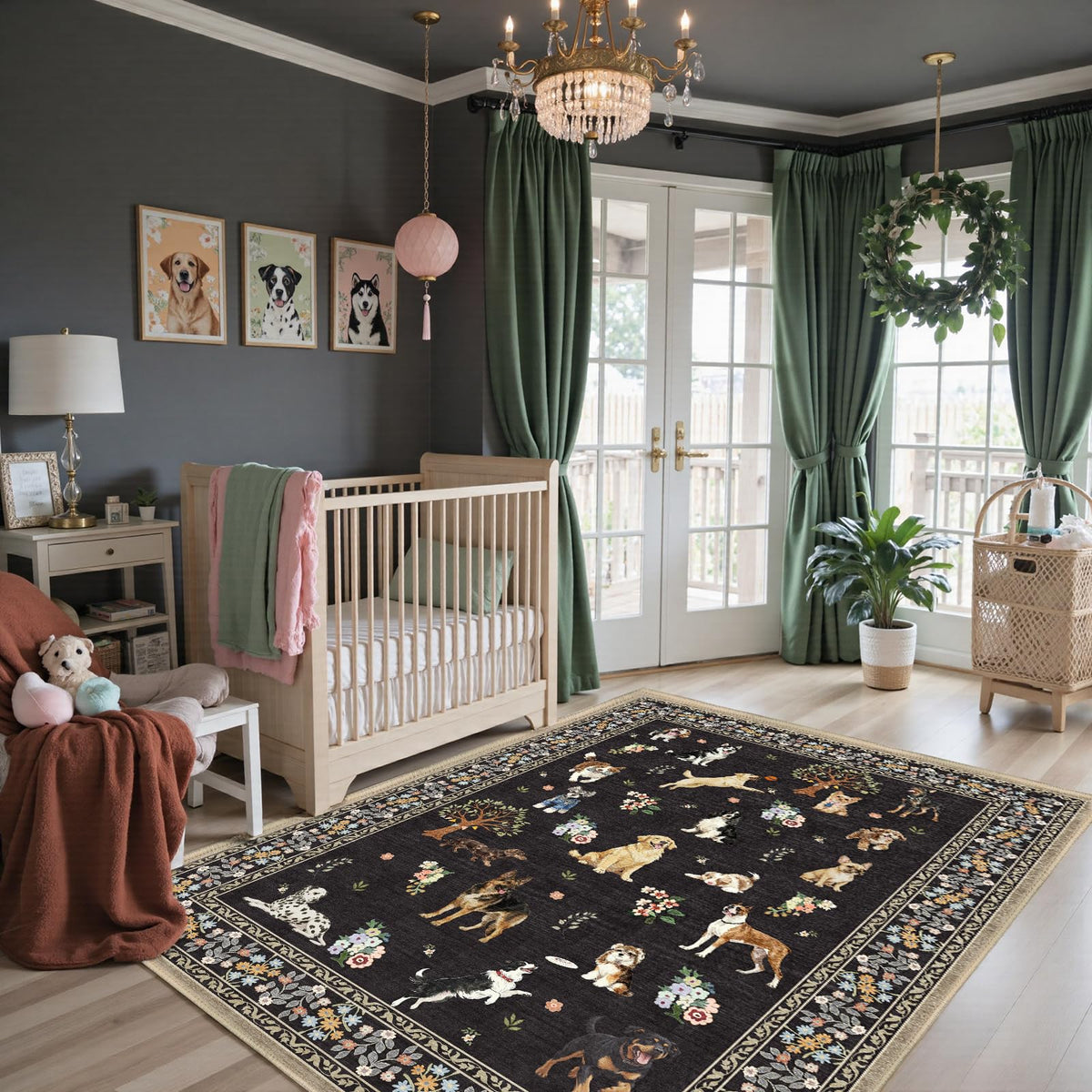 Washable Runner Rug 2x6 Beige Floral, Non Slip for Hallway, Kitchen