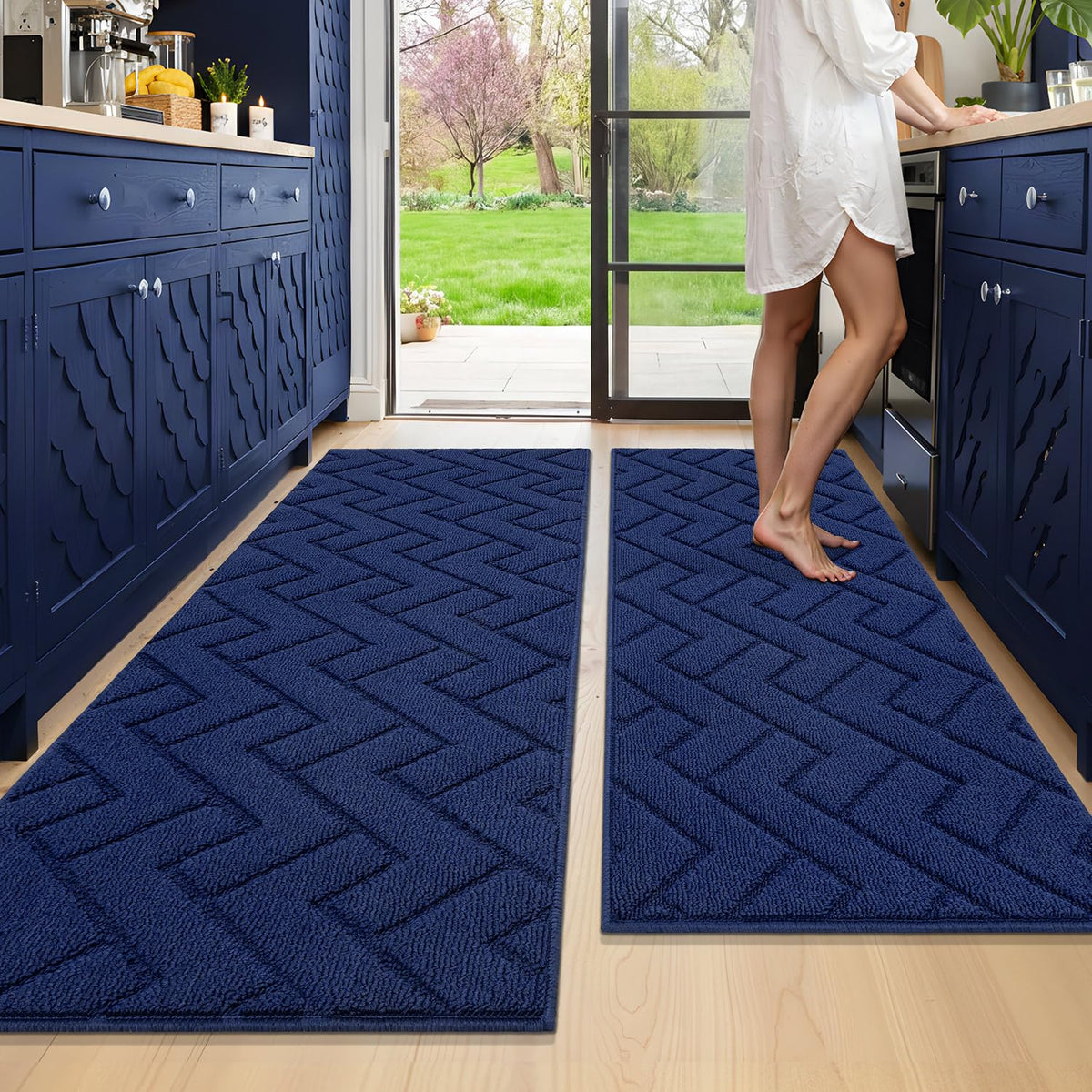 hicorfe Kitchen Runner Rug,20"x48"+20"x32" Kitchen Set,Non-Slip Kitchen Mat