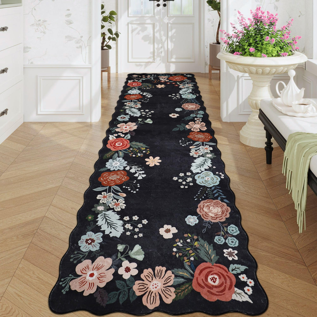 Homcomoda Floral Kitchen Rugs Mats for Floor 3PC, Farmhouse Non Slip Kitchen Rug Runner, Washable Non Skid Kitchen Rugs, Comfort Standing Mat for Laundry, Desk, Bar, Office