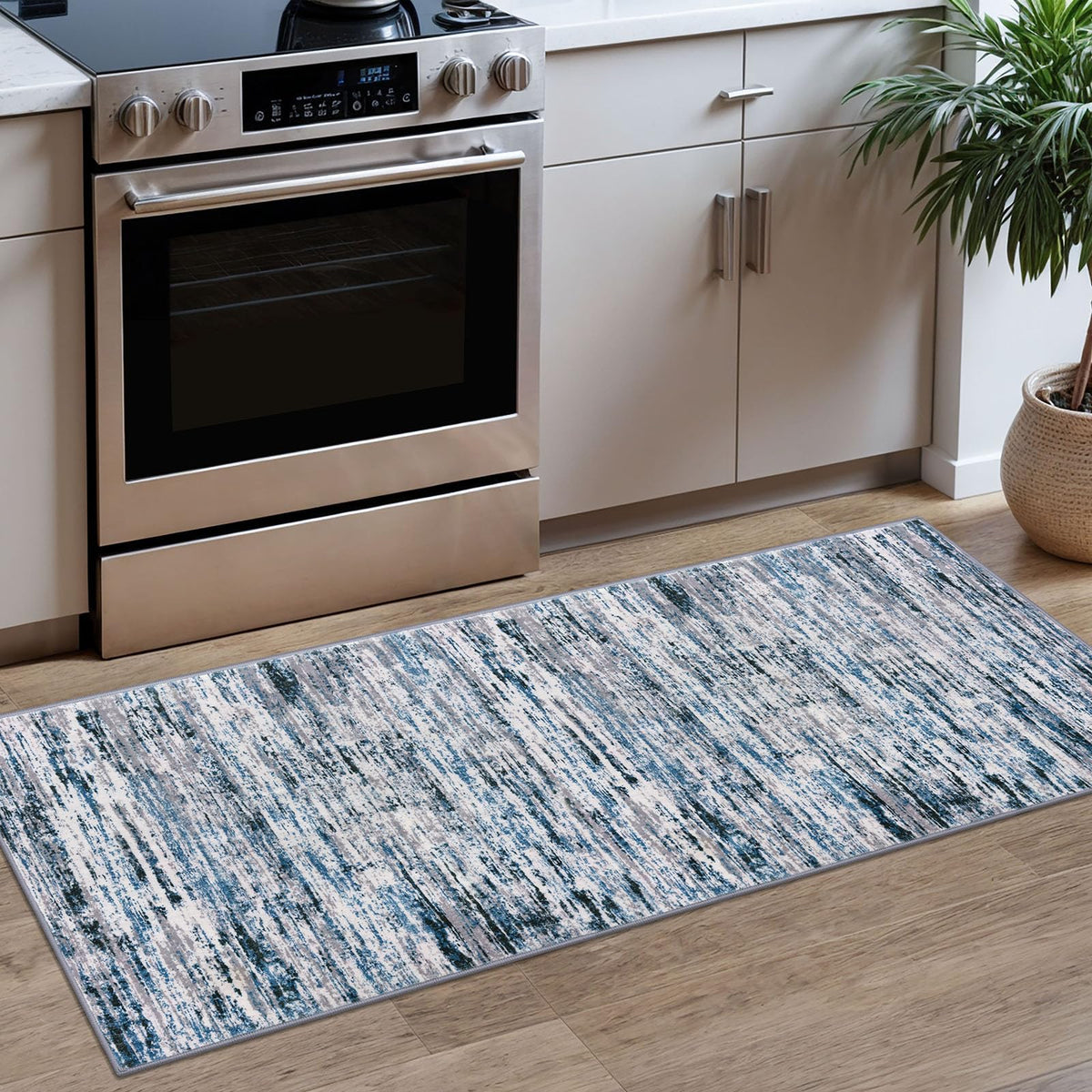 Lansny Modern Abstract 2x5 Runner Rug Non Slip Washable Kitchen Rugs