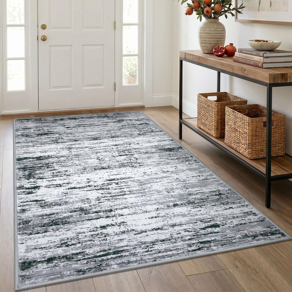 Lansny Modern Abstract 2x5 Runner Rug Non Slip Washable Kitchen Rugs