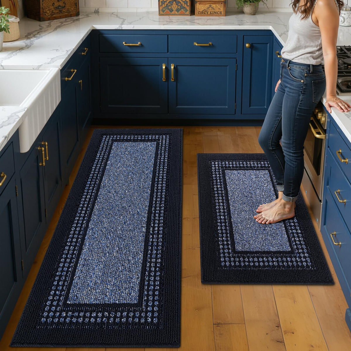 hicorfe Kitchen Runner Rugs,Set of 2 Non Slip Kitchen Mats for Floor
