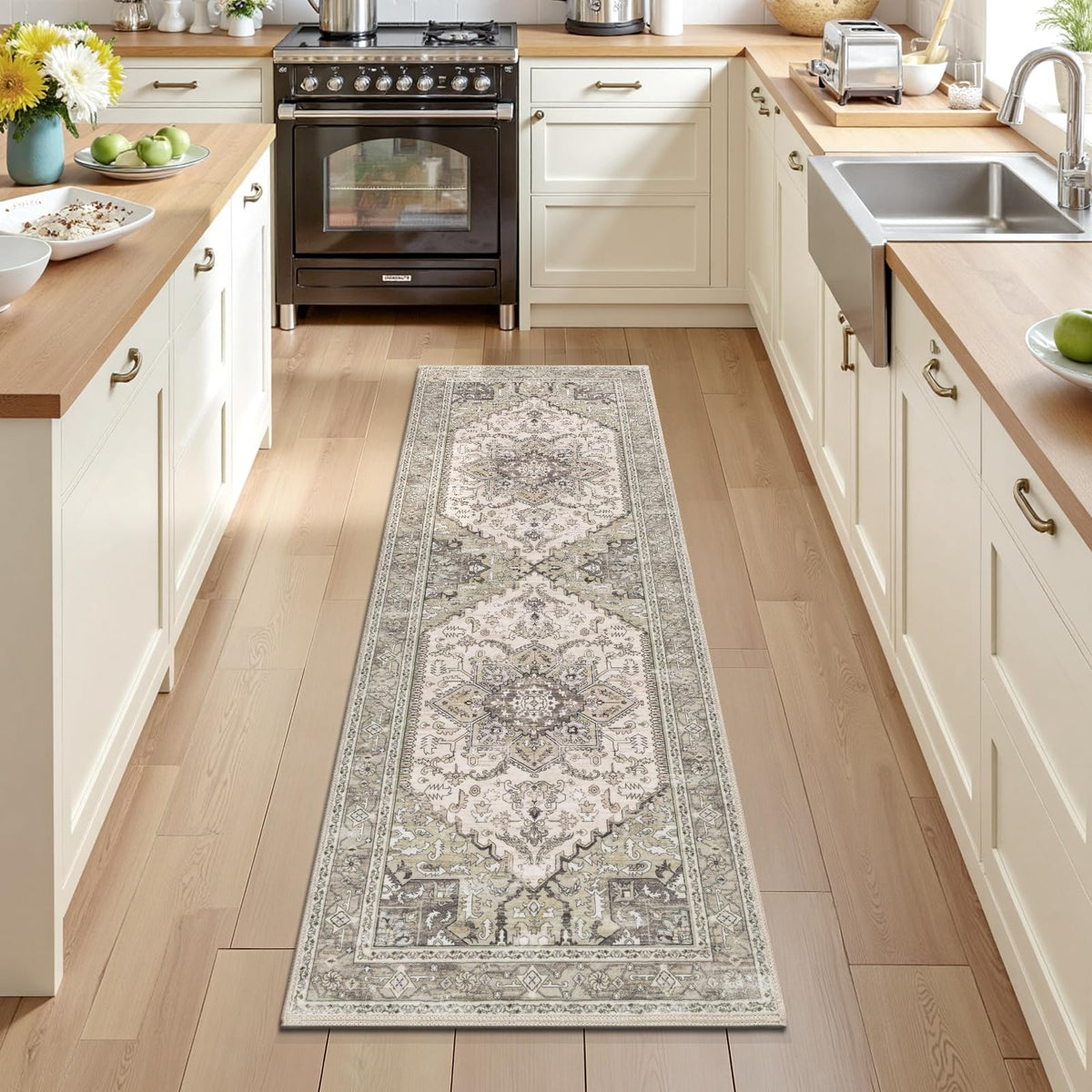 Yamaziot Washable Kitchen Runner Rugs Set of 3 with Non Slip Rubber Backing