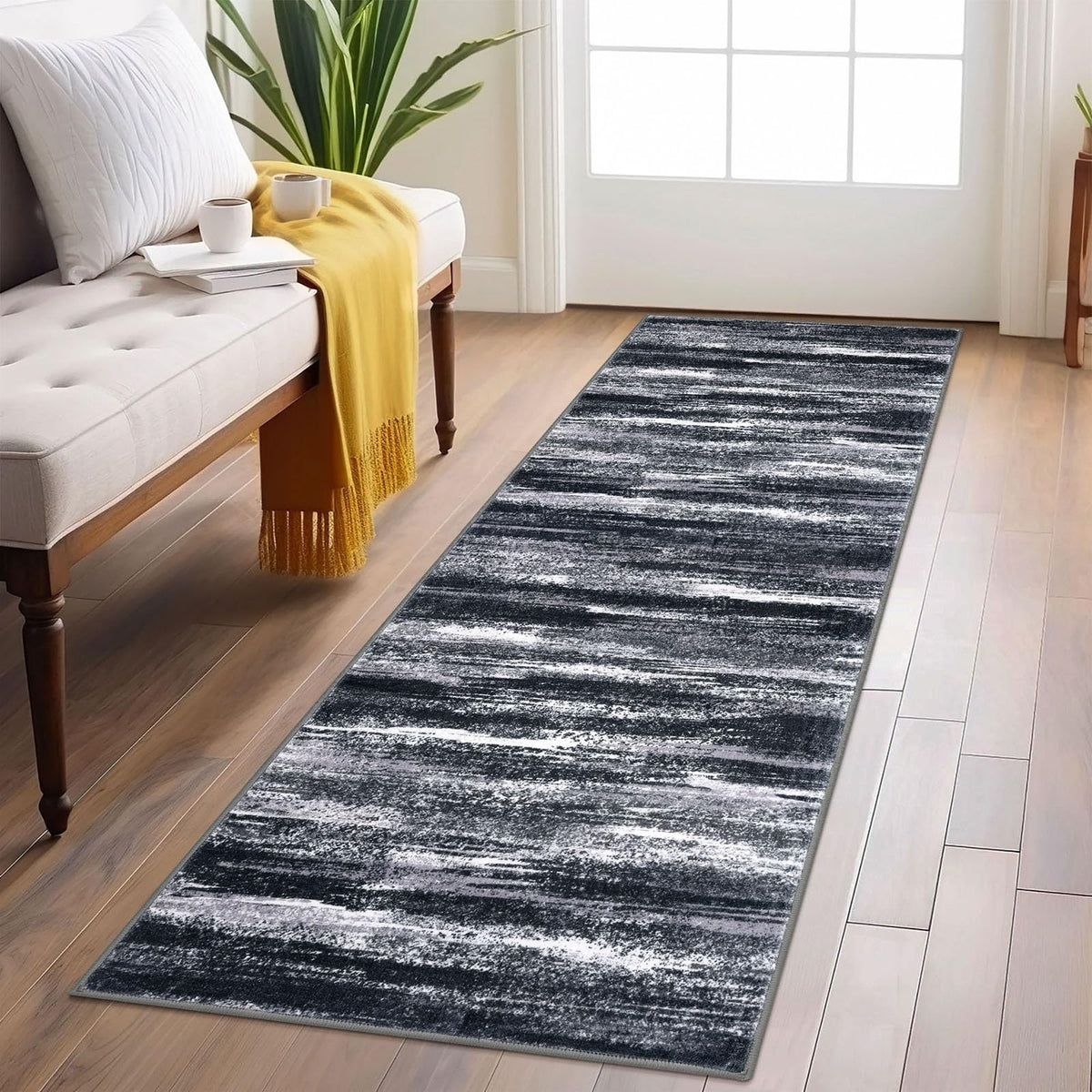 Lansny Modern Abstract 2x5 Runner Rug Non Slip Washable Kitchen Rugs