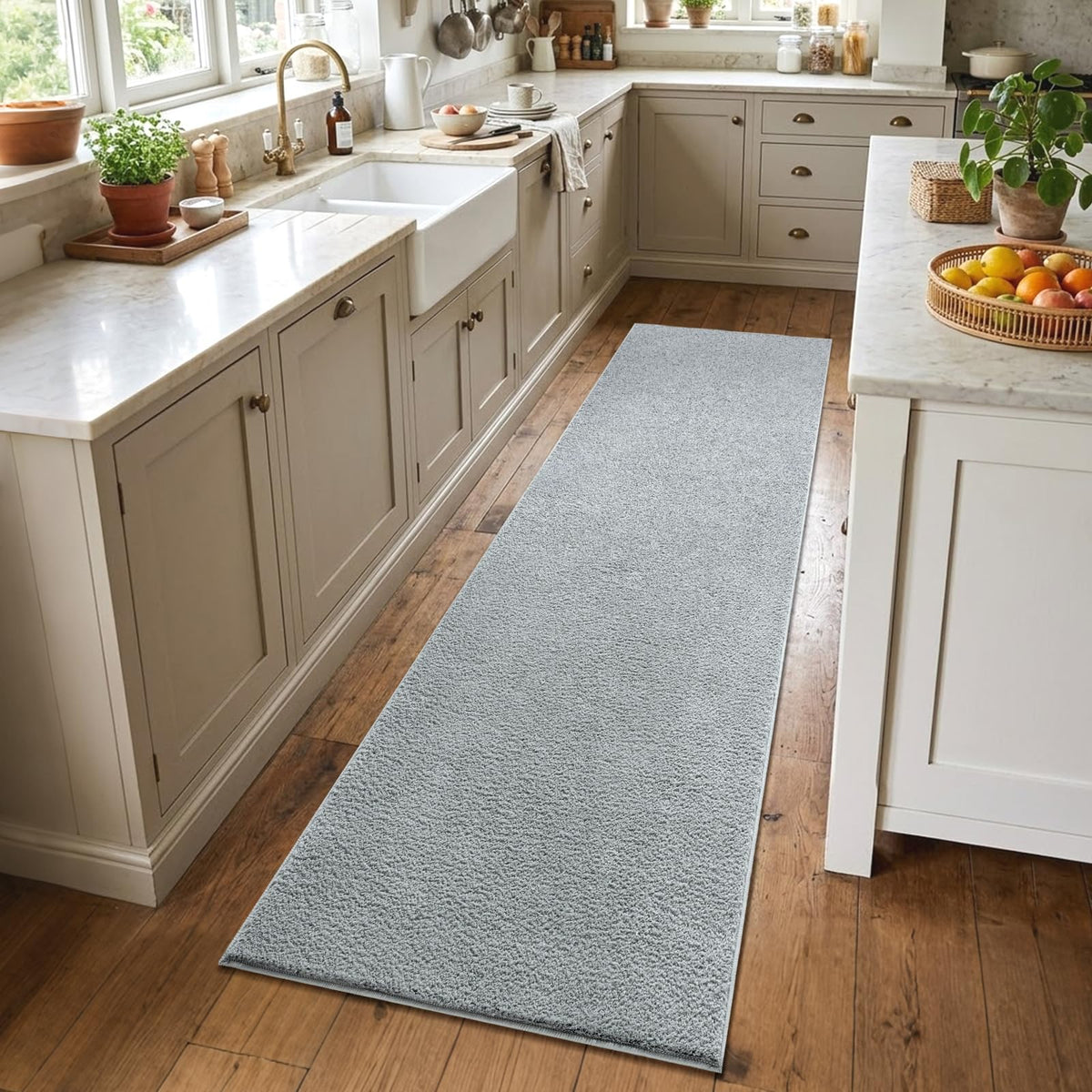 2x6 Grey Runner Rug Washable Non-Slip Soft for Kitchen Hallway Bathroom