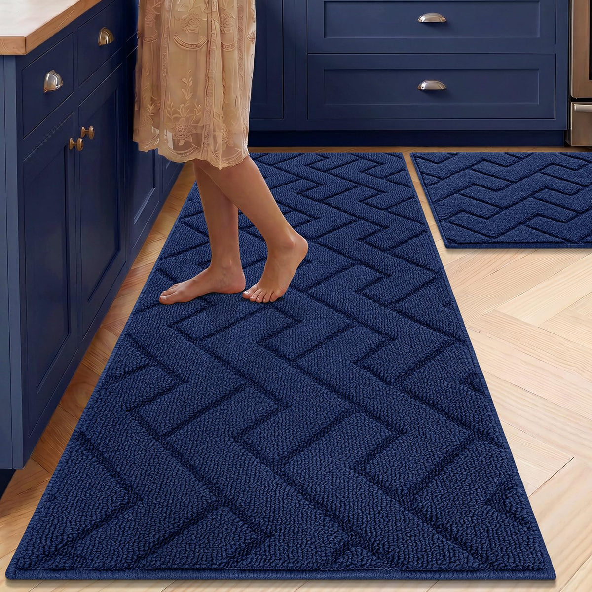 hicorfe Kitchen Runner Rug,20"x48"+20"x32" Kitchen Set,Non-Slip Kitchen Mat