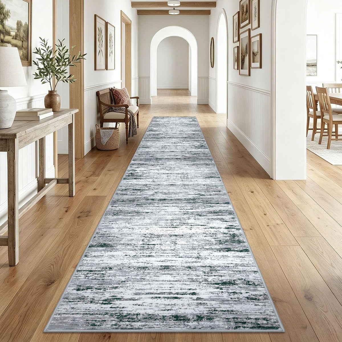 Lansny Modern Abstract 2x5 Runner Rug Non Slip Washable Kitchen Rugs