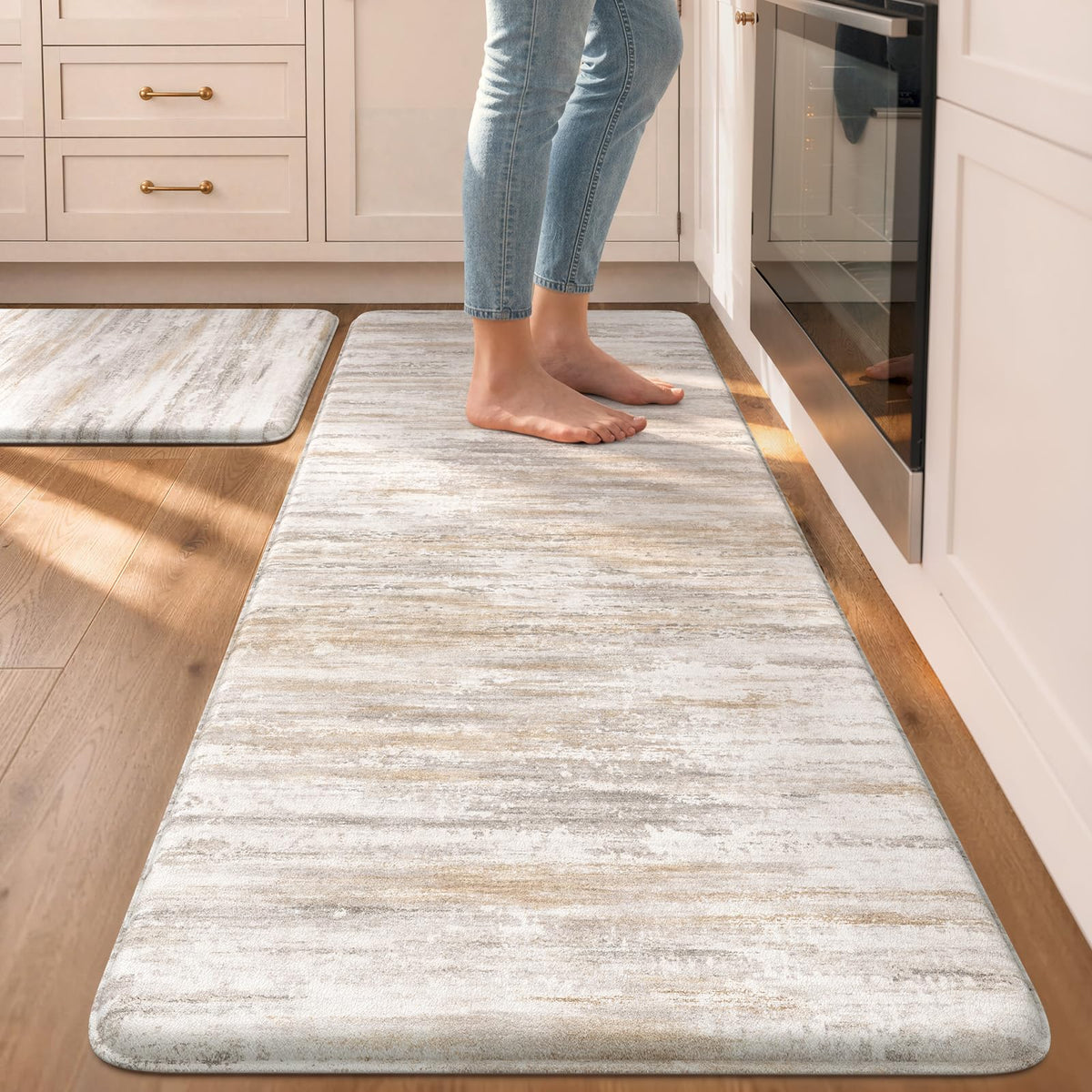 KIMODE Anti Fatigue Kitchen Mats for Floor 2 Piece, Abstract Kitchen Rugs