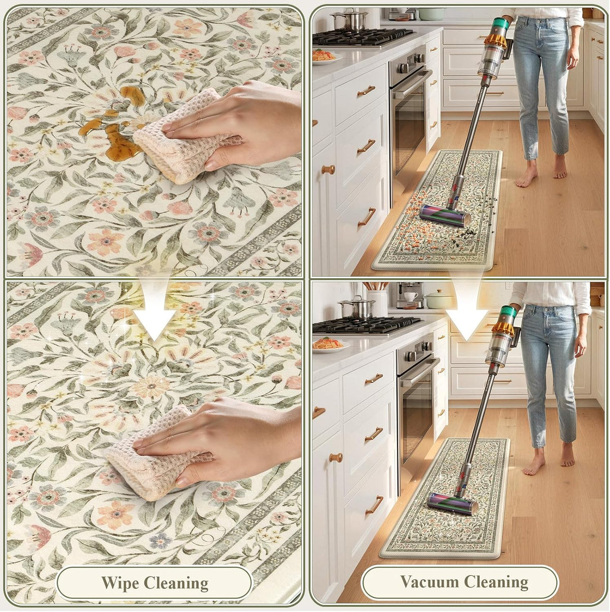 KIMODE Anti Fatigue Kitchen Mats for Floor, Boho Floral Kitchen Rugs Sets