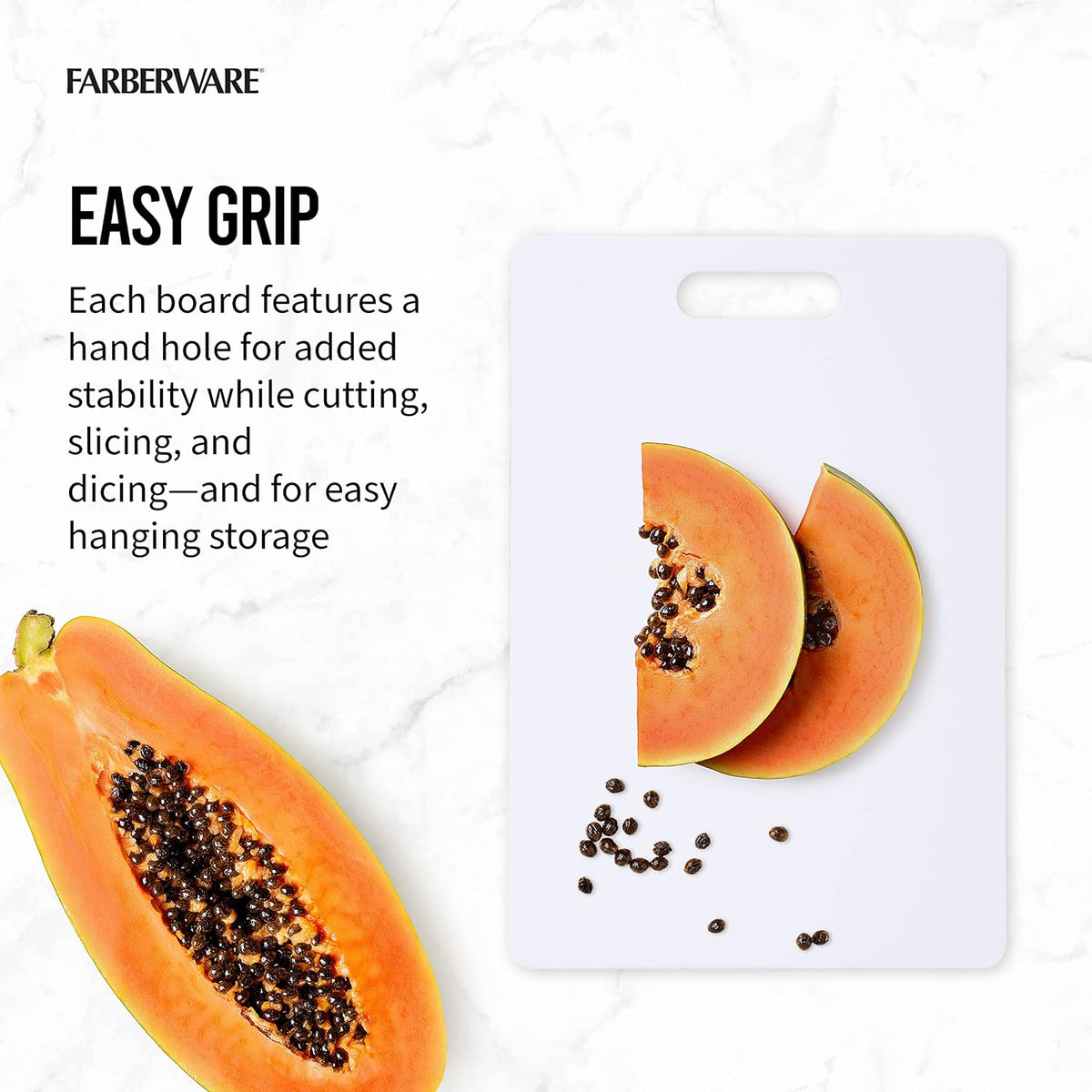 Farberware Reversible Plastic Cutting Board Set, 3-Piece, 3 Sizes