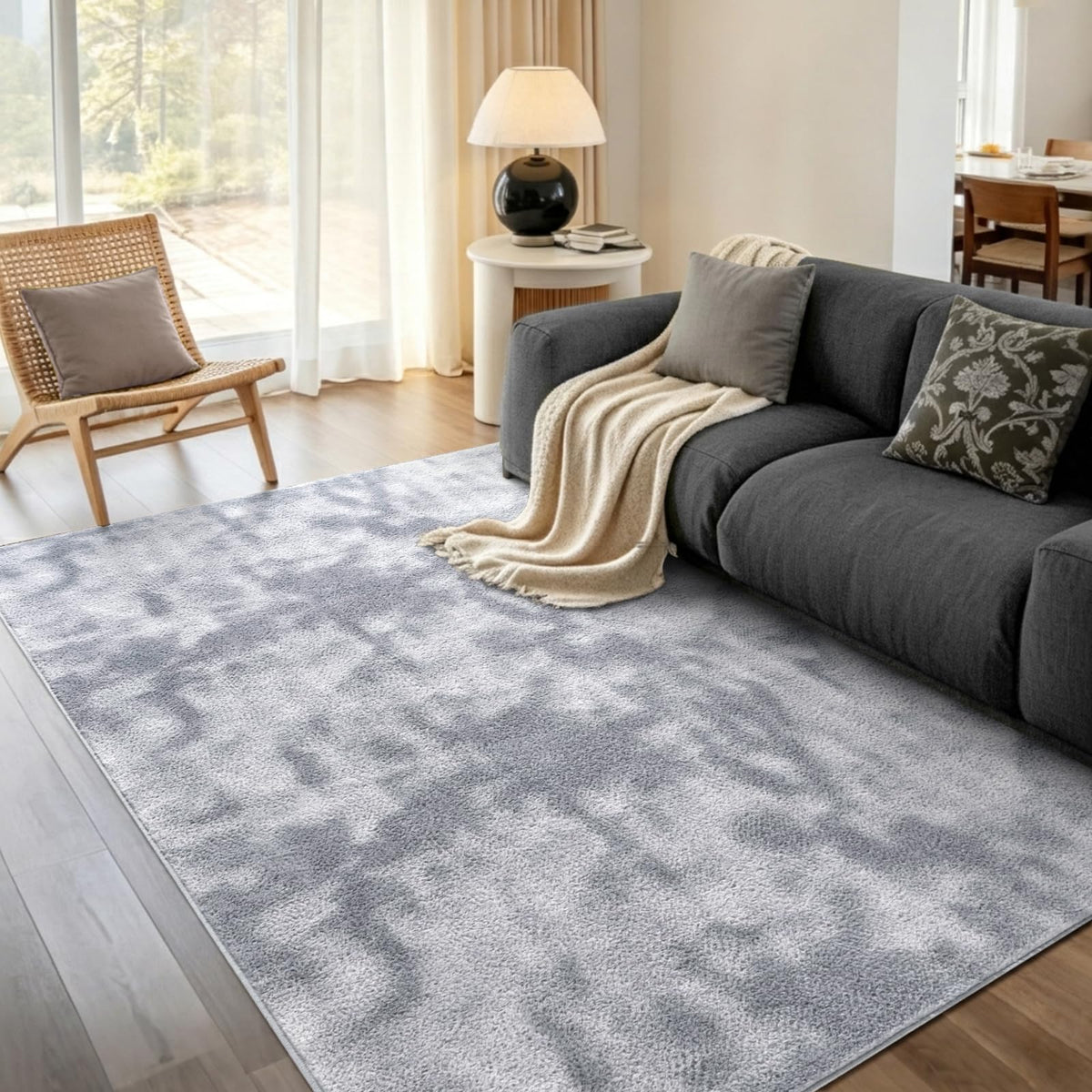 2x6 Grey Runner Rug Washable Non-Slip Soft for Kitchen Hallway Bathroom