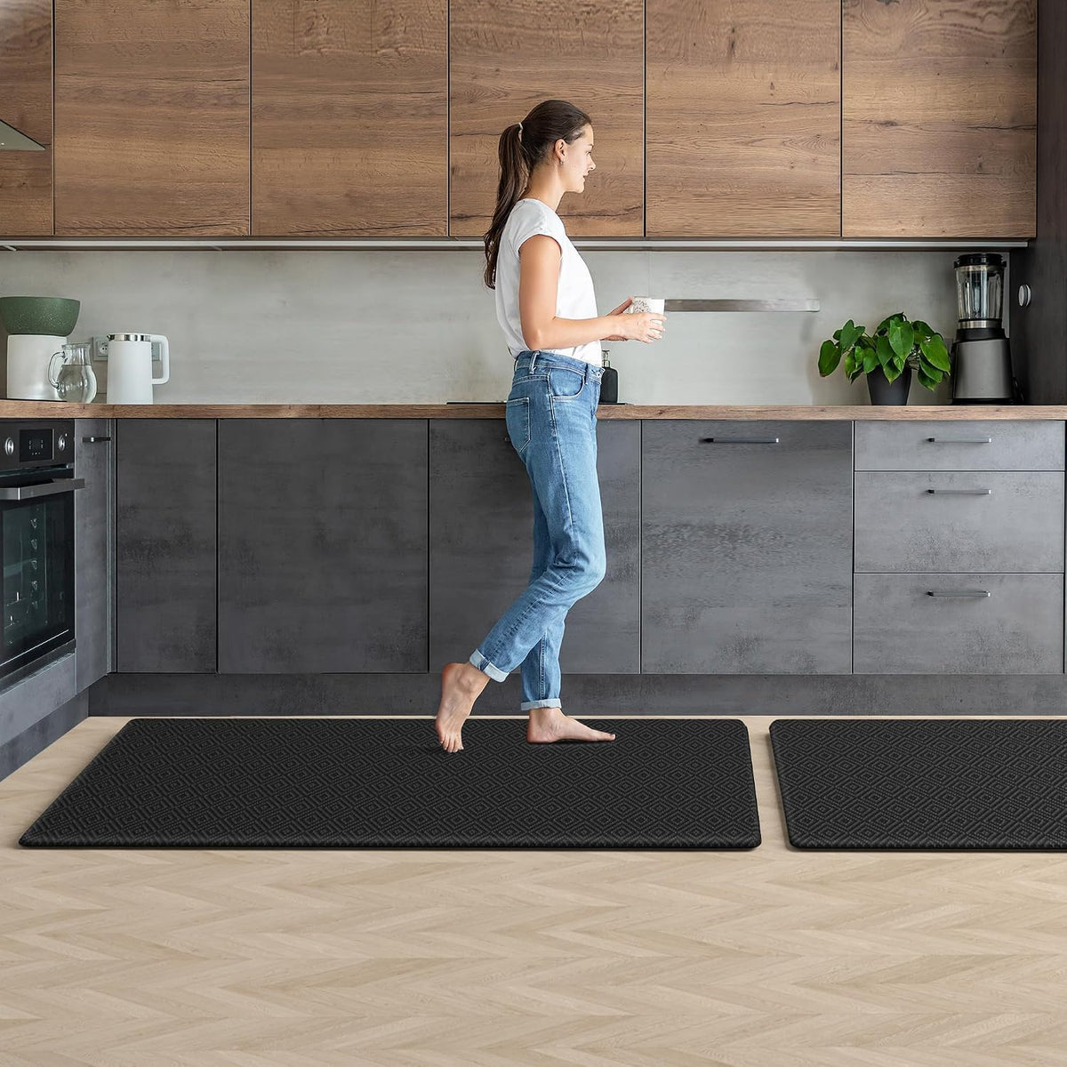 Kitchen Mat 2PCS Kitchen Rugs Cushioned Anti-Fatigue Rug Standing Desk Mat