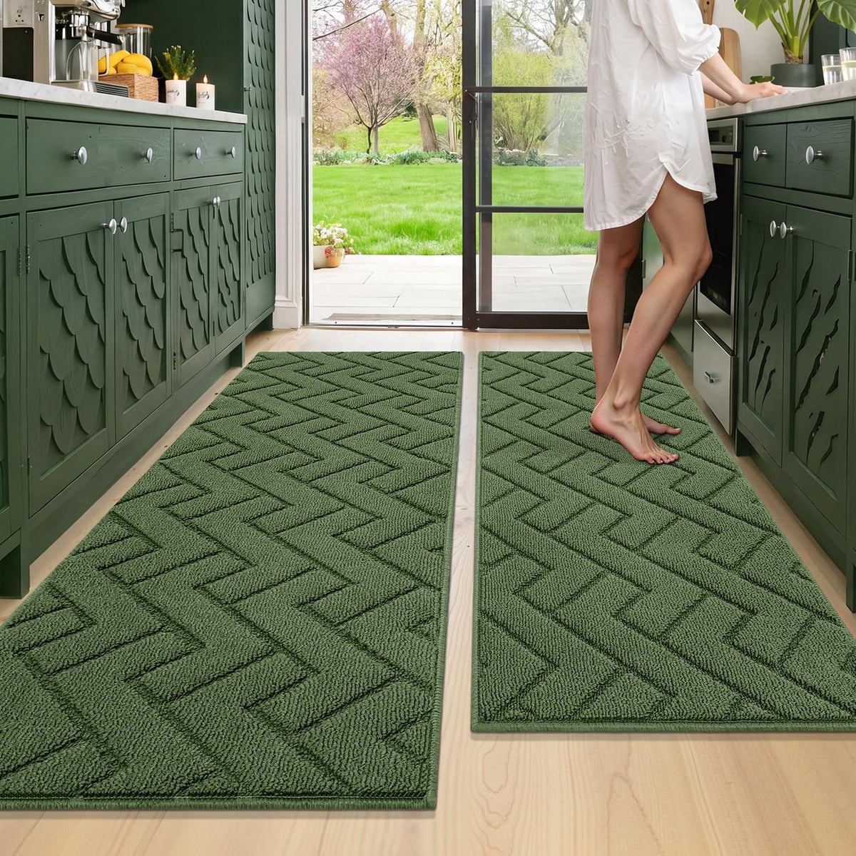hicorfe Kitchen Runner Rug,20"x48"+20"x32" Kitchen Set,Non-Slip Kitchen Mat