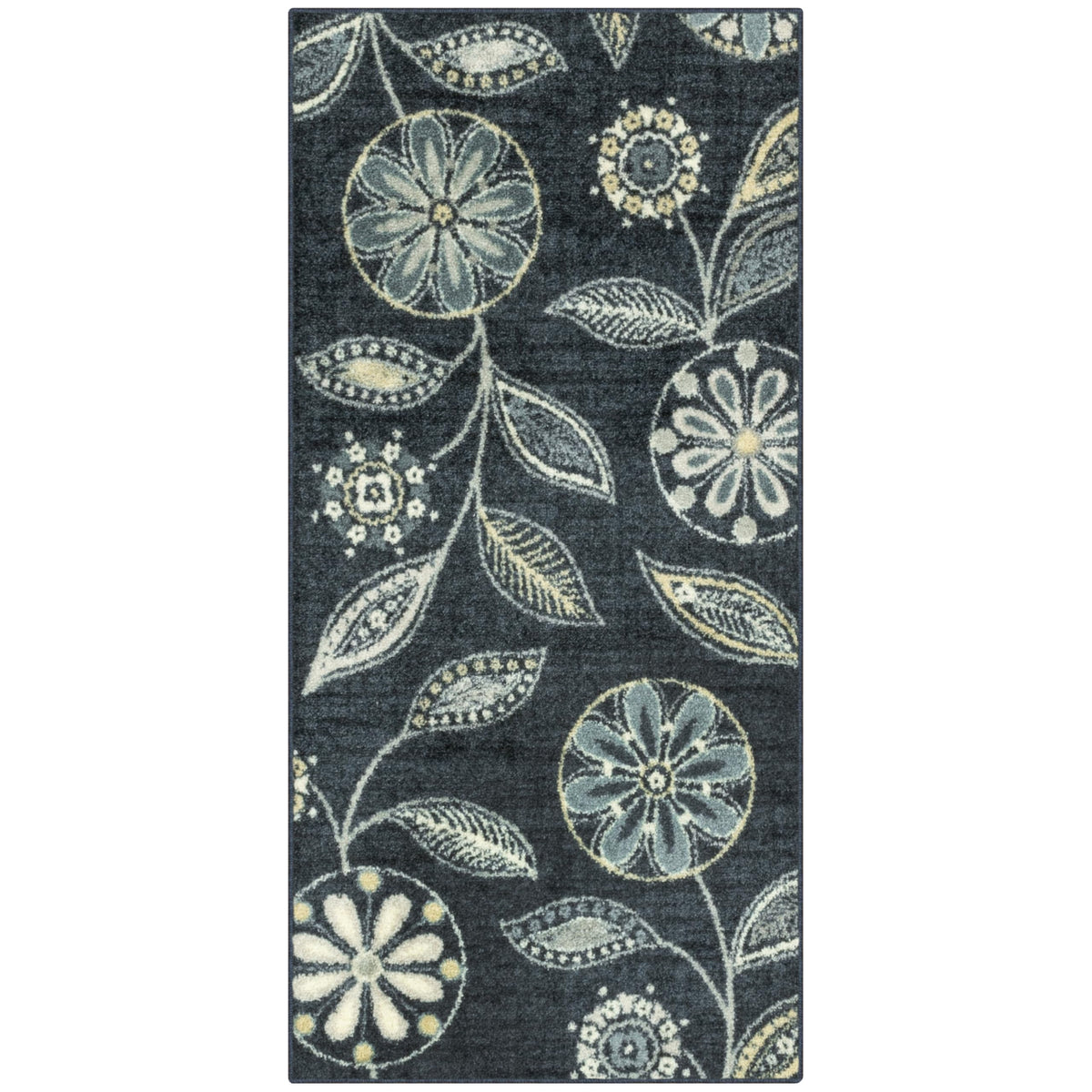 Maples Rugs Reggie Bohemian Floral Print Kitchen Rug, 2'6 x 3'10, Dark Grey