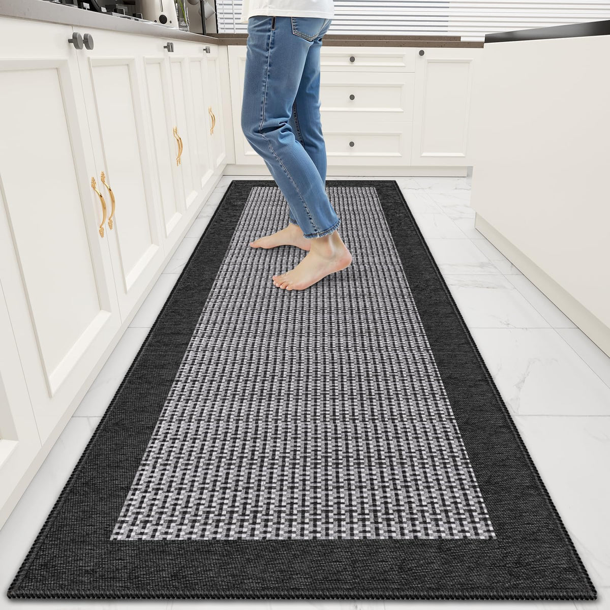 StepRite Chenille Kitchen Rug, Kitchen Mat for Floor, 32'' x 20'', Grey