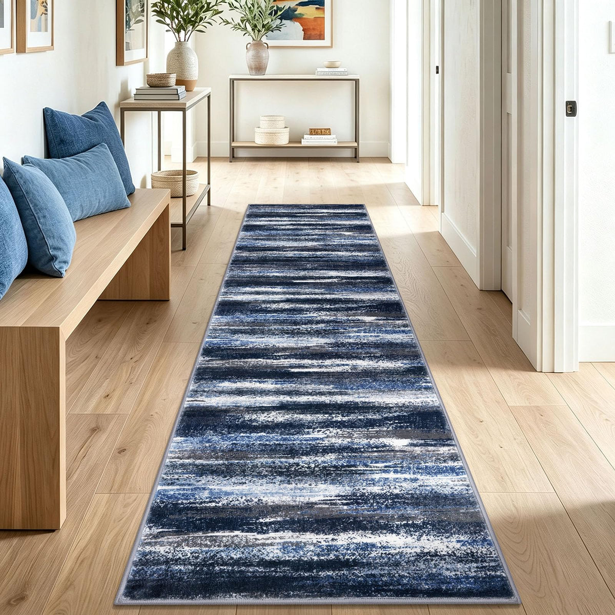 Lansny Modern Abstract 2x5 Runner Rug Non Slip Washable Kitchen Rugs