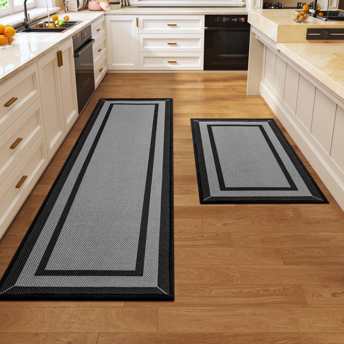 Kitchen Rugs, Non Slip Rubber Backing Kitchen Mat, 17"x30", Brown