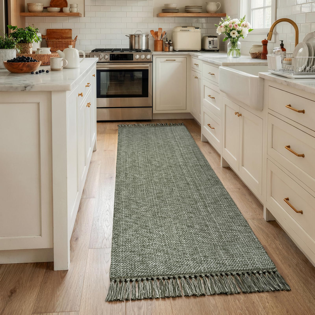 Collive Bathroom Runner Rug, 2' x 5' Modern Farmhouse Kitchen Rugs