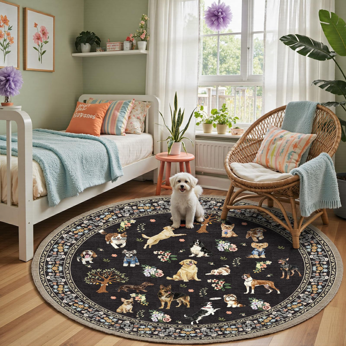 Washable Runner Rug 2x6 Beige Floral, Non Slip for Hallway, Kitchen