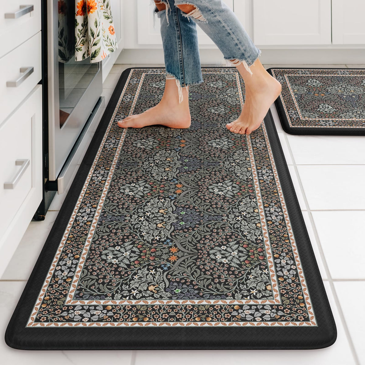 Collive Kitchen Mats for Floor, Kitchen Rugs Sets of 2 Non Slip Washable