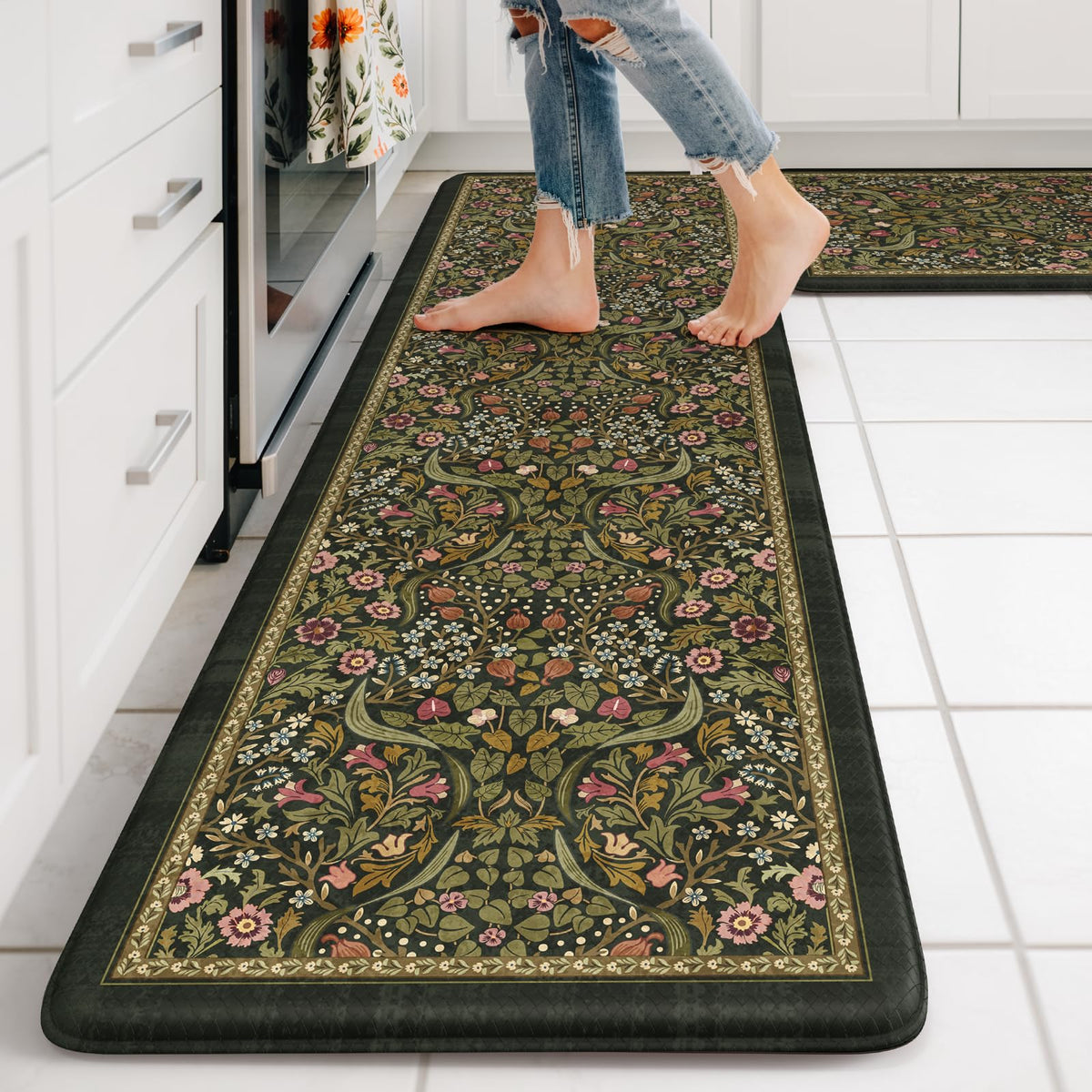 Collive Kitchen Mats for Floor, Kitchen Rugs Sets of 2 Non Slip Washable