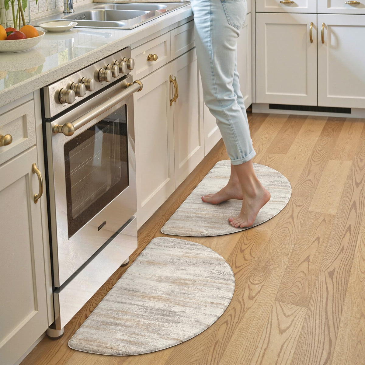KIMODE Anti Fatigue Kitchen Mats for Floor 2 Piece, Abstract Kitchen Rugs