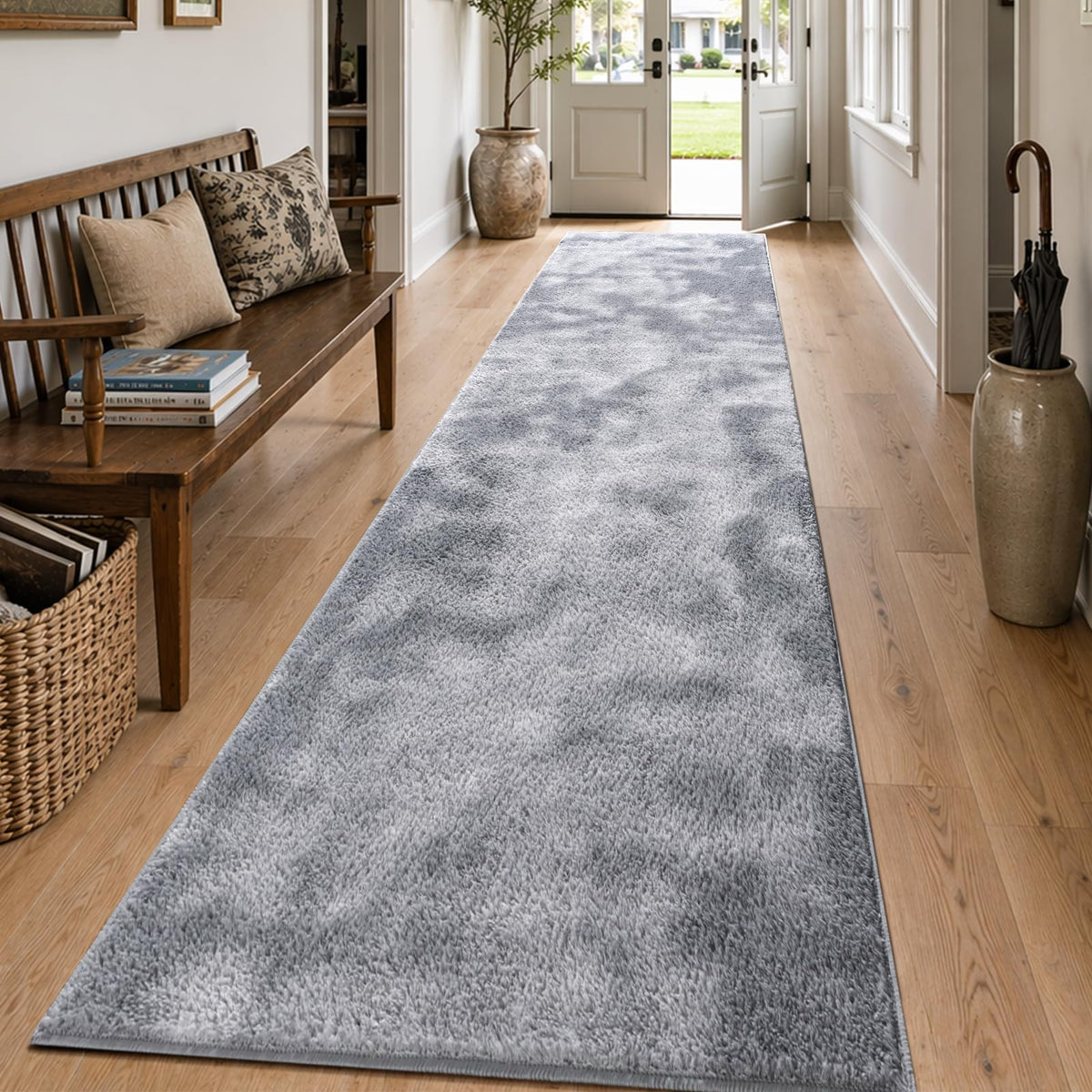 2x6 Grey Runner Rug Washable Non-Slip Soft for Kitchen Hallway Bathroom