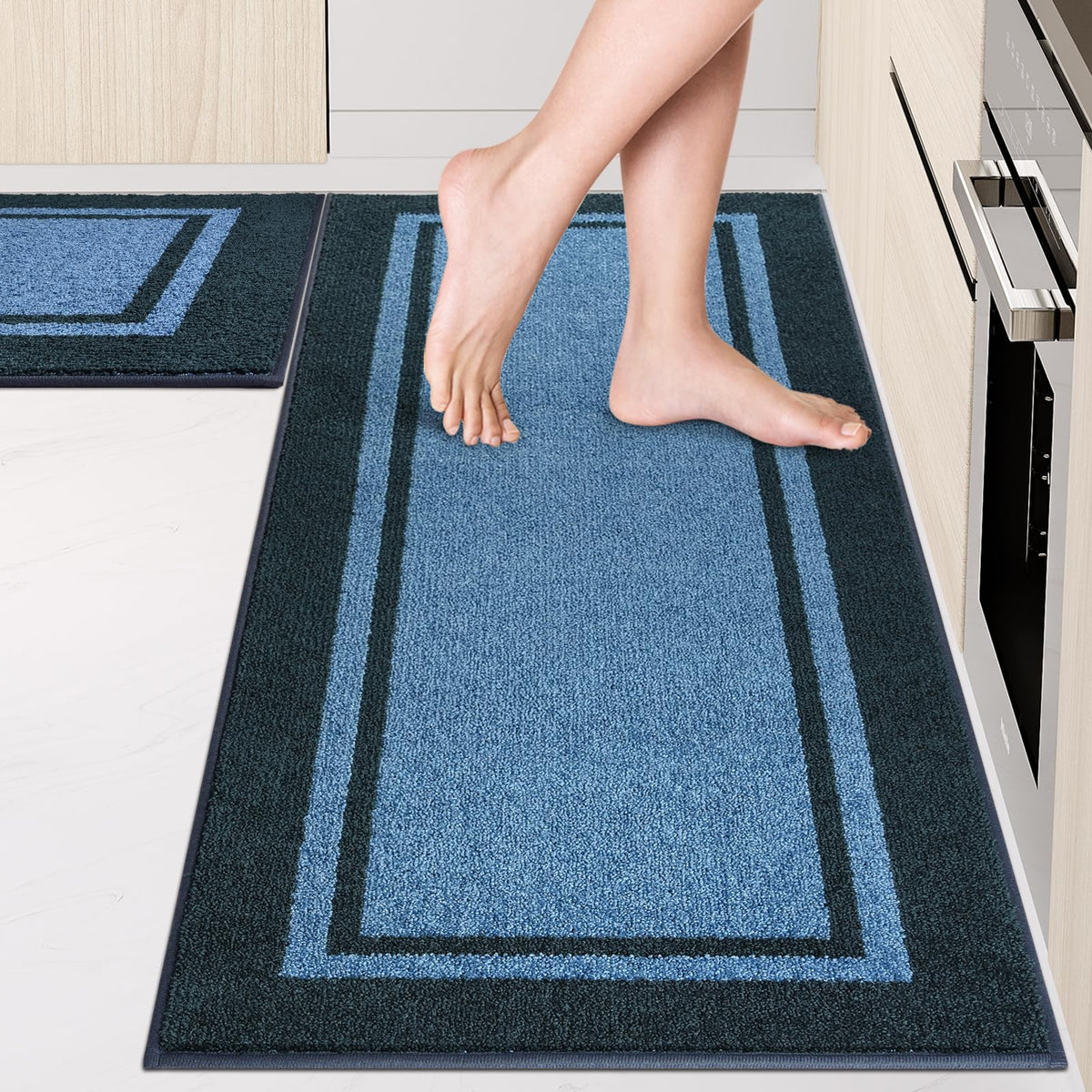 Kitchen Rugs 24" x 36", Non-Slip Kitchen Mats, Beige & Grayish Brown