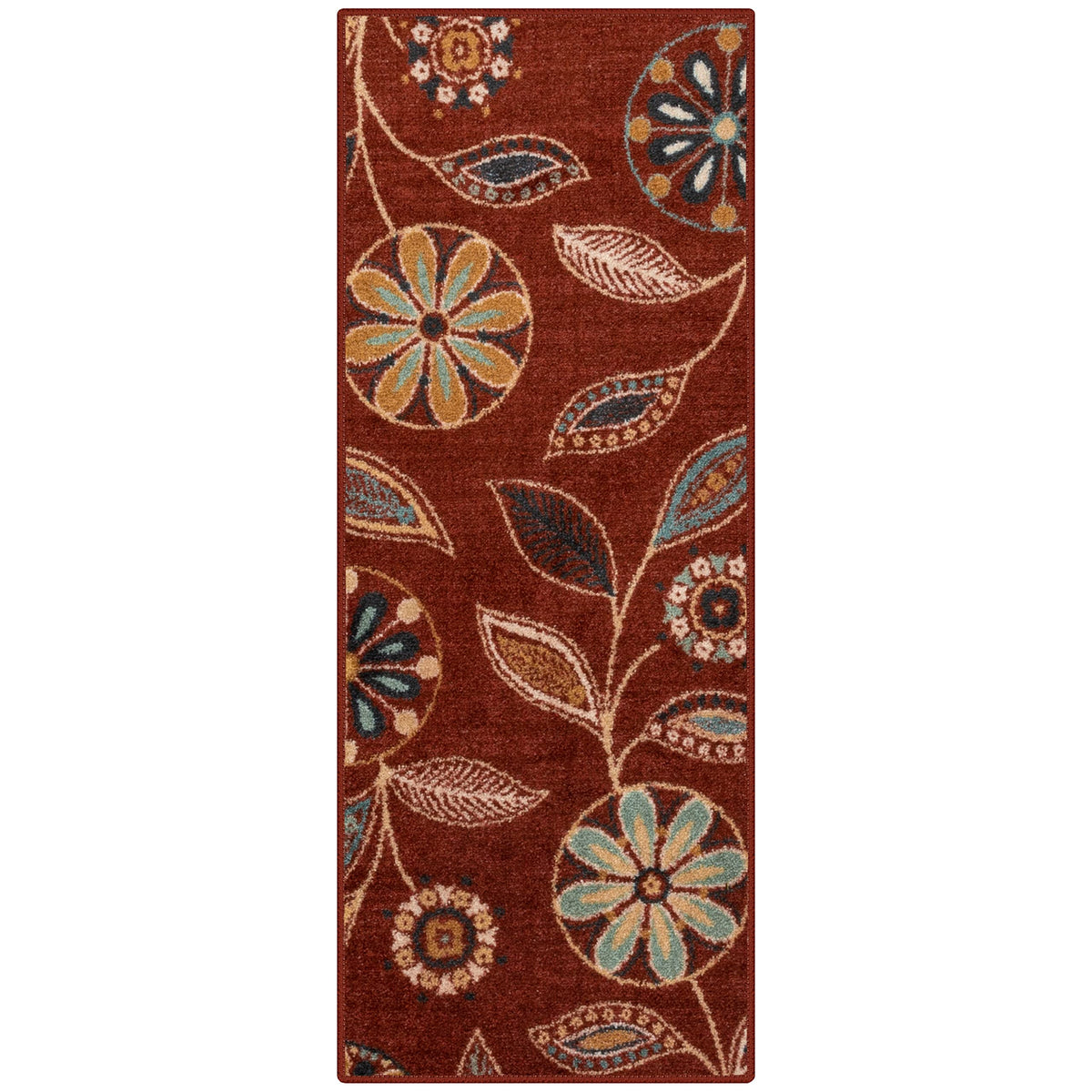Maples Rugs Reggie Bohemian Floral Print Kitchen Rug, 2'6 x 3'10, Dark Grey