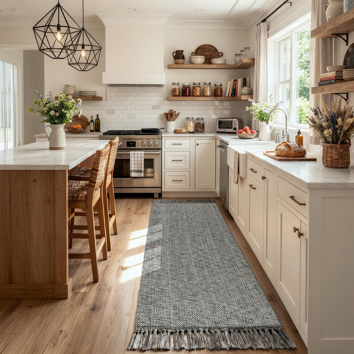 Collive Bathroom Runner Rug, 2' x 5' Modern Farmhouse Kitchen Rugs