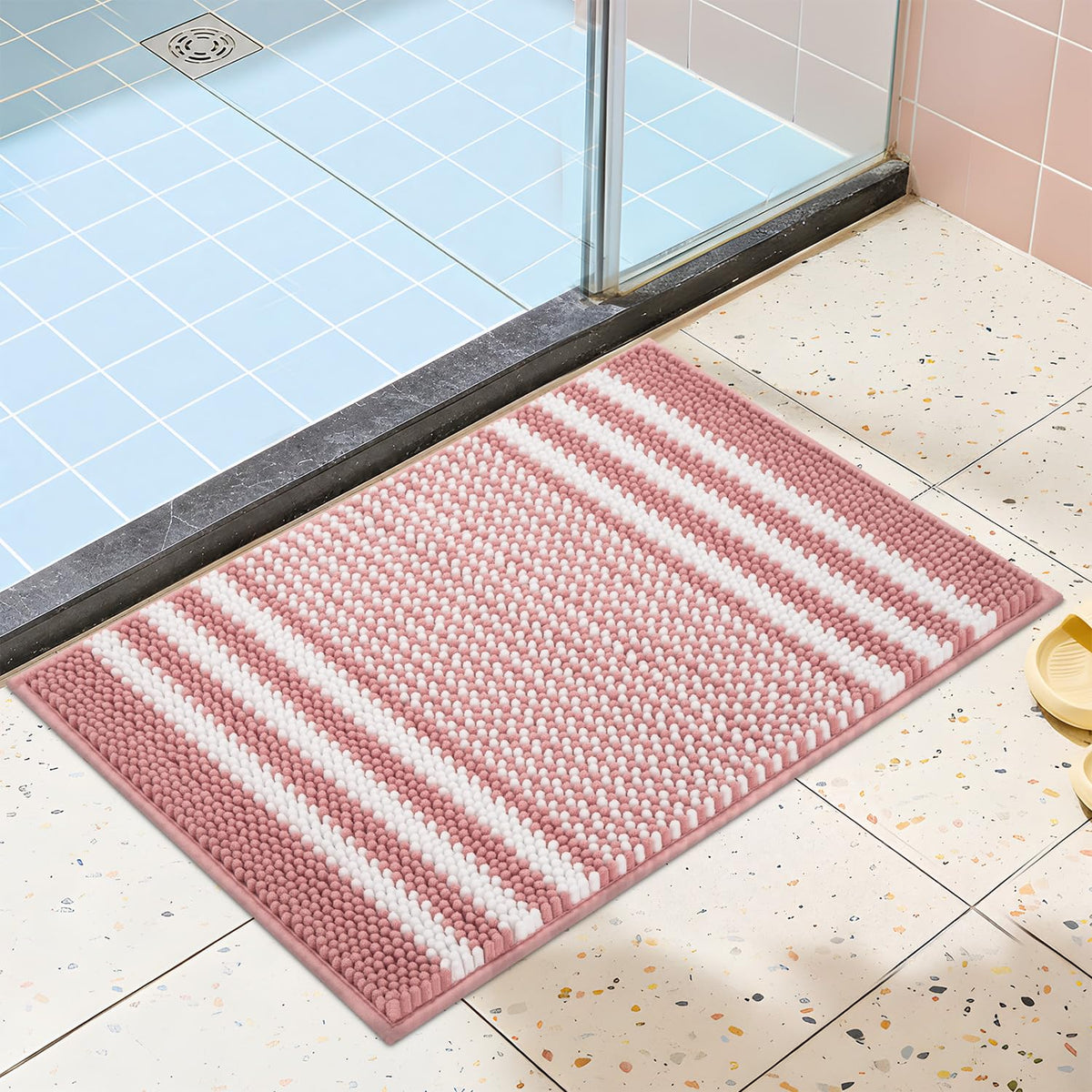 BSICPRO Bathroom Rugs Sets 2 Piece, Non Slip Boho Bath Mats, Beige