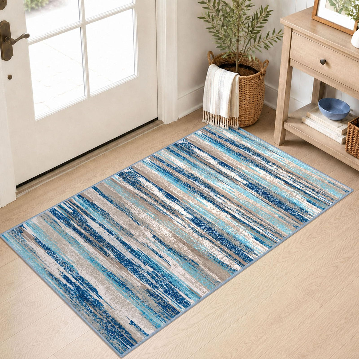 Lansny Modern Abstract 2x5 Runner Rug Non Slip Washable Kitchen Rugs