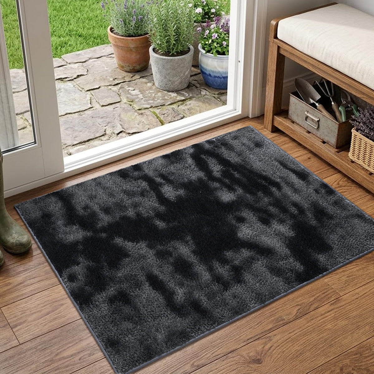 2x6 Grey Runner Rug Washable Non-Slip Soft for Kitchen Hallway Bathroom