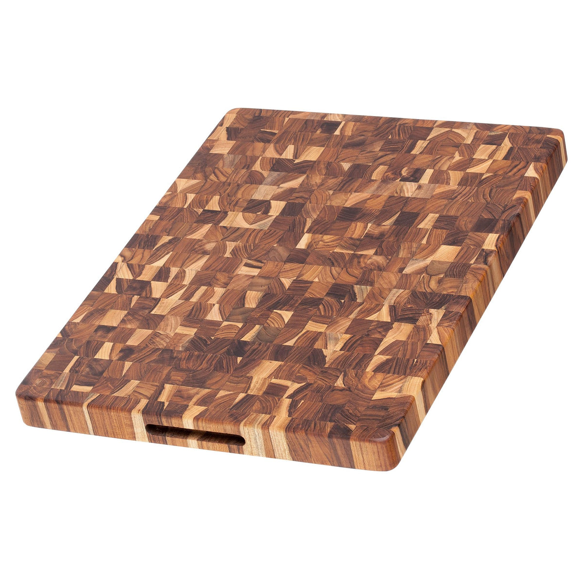 Teakhaus Thick End Grain Butcher Block with Grip Handles, Medium