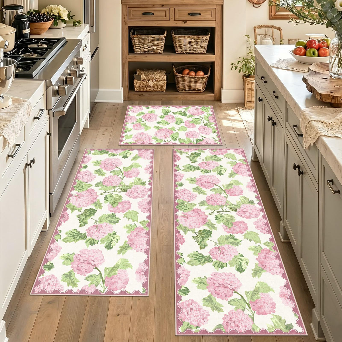 Kitchen Rugs Sets of 3 Non-Slip Washable - Kitchen Mats for Floor