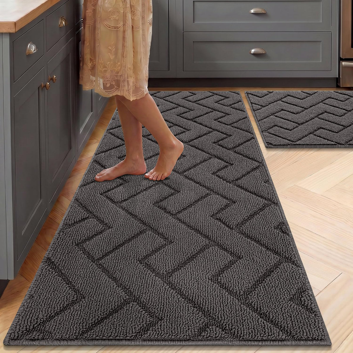 hicorfe Kitchen Runner Rug,20"x48"+20"x32" Kitchen Set,Non-Slip Kitchen Mat
