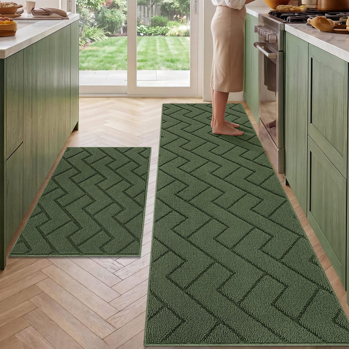 hicorfe Kitchen Runner Rug,20"x48"+20"x32" Kitchen Set,Non-Slip Kitchen Mat