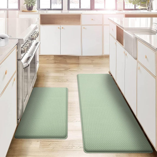 Kitchen Rug Set Light Green, Non Slip Kitchen Mats Runner 2 Piece