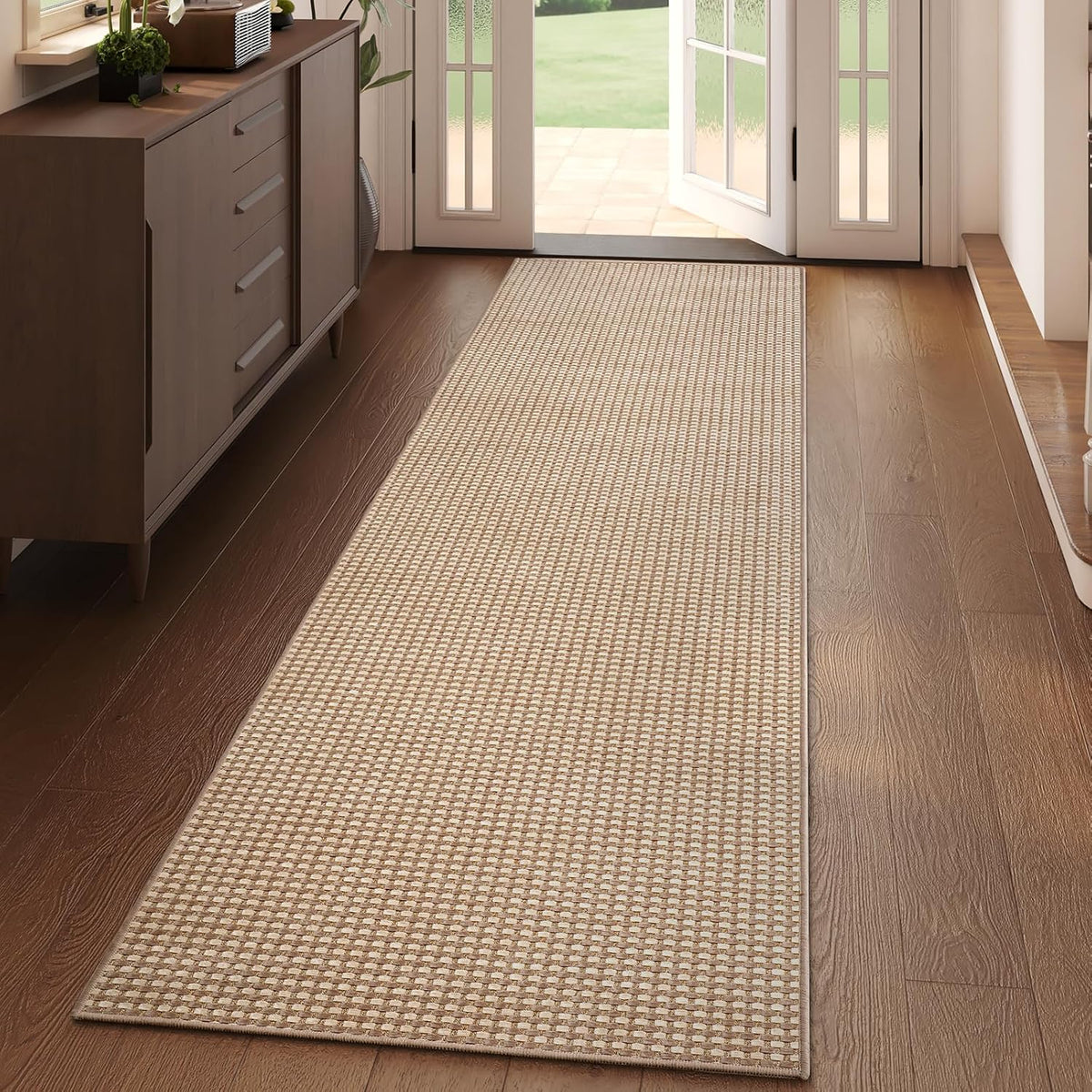 YDKGL 2x6 ft Low Pile Kitchen Runner Mat, Non Slip Washable, Brown